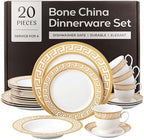 Joseph Sedgh Collection Golden Greek Key Bone China Dinnerware Set, 20-Piece by JosephSedghCollection