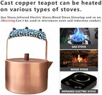YJX Pure Copper Tea Kettle For Stovetop Safe, Chinese Style Non-Coating Teapot with Stainless Steel Tea Ball For Loose Tea, Durable Tea Pot, 1500ml Kettle - Image 5