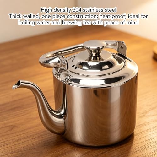 Stainless Steel Teapot with Infuser 304 Stove Top Tea Kettle for All Stovetops, 1.5L Whistling Gooseneck Spout Easy Pour & Wide Opening (1.5L) - Image 3