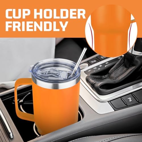 20 oz Tumbler with Handle Stainless Steel Insulated Mug with Lid and Straw - Image 6