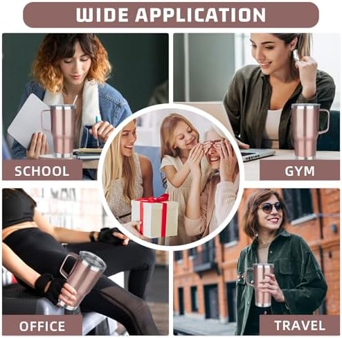 20 oz Tumbler with Handle Stainless Steel Insulated Coffee Tumbler with Lid and Straw Double Wall Vacuum Insulated Coffee Mug Leak Proof Travel Mug Tumbler for Hot and Cold Drink (Rose Gold,4pack) - Image 7