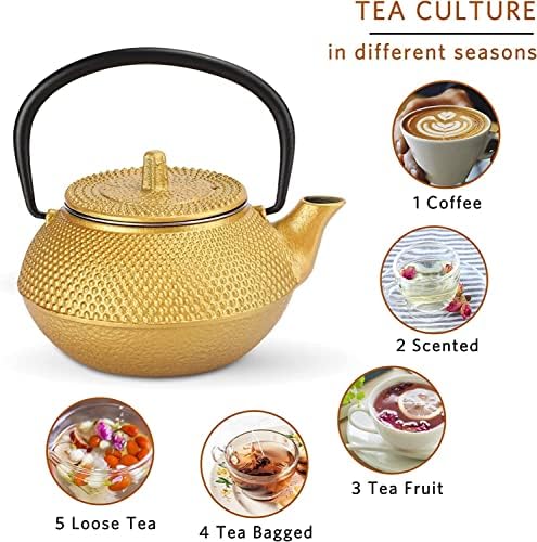 Japanese Tetsubin Cast Iron Teapot Tea Kettle pot with Strainer for Stovetop Safe Tea Kettle for Boiling Hot Water Tea, Mothers Day Gifts from Daughter,300ML - Image 6