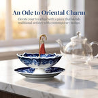 Tea Umbrella Infuser, Ceramic Tea Strainer Umbrella Shape, Blue White Porcelain Loose Leaf Tea Filter with Base, Oriental Kung Fu Tea Diffuser for Brewing (Celadon, 2PCS) - Image 2