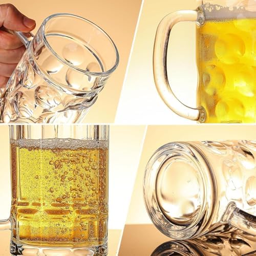 20oz Heavy Glass Beer Mug Set of 6 with Handle,Beer Mugs for Freezer, Large Glass Beer Stein - Image 4