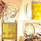 20oz Heavy Glass Beer Mug Set of 6 with Handle,Beer Mugs for Freezer, Large Glass Beer Stein - Image 4