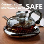 Glass Teapot Set with Removable Infuser Heat Resistant Heatable Teapot for Loose Leaf Tea Includes Tea Tools(Transparent+2cups) - Image 2