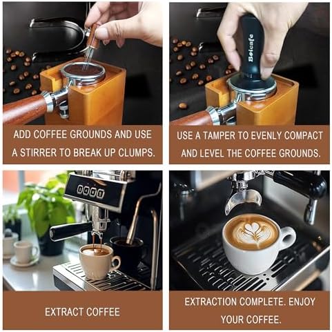 22 PCS 51mm Espresso Accessories Kit, 51mm Spring Loaded Calibrated Espresso Coffee Tamper Set with Tamper Mat, WDT Tool, Latte Art Kit, Frothing Pitcher and Towel for Coffee Making (51mm) - Image 5