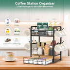EsLuker.ly Coffee Bar Organizer Station Shelf Mug Holder, with 12 Hooks - Image 3