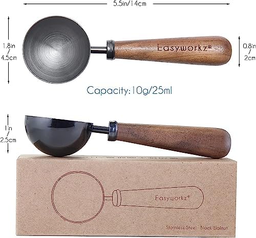 Easyworkz Gage Gooseneck Pour Over Coffee Kettle 20 oz (Black), Bundled with Easyworkz Retro Stainless Steel Coffee Spoon With Black Walnut Handle,10g - Measuring Spoon (Gunmetal) - Image 6