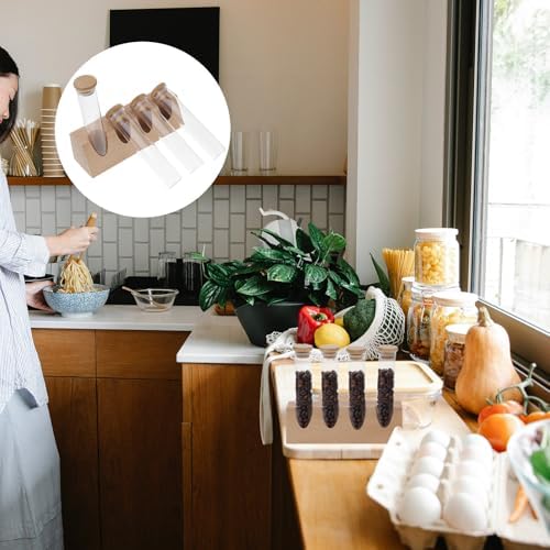 Glass Storage Tube with Wood Stand, Coffee Bean Display Jar - Image 7