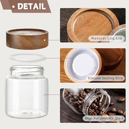 JanYoo 2 Pack Glass Coffee Containers with Lids and Scoop, 17 oz (500ml) Food Storage Jar with Airtight Lids, Kitchen Coffee Container Round Canister Set of 2 - Image 4