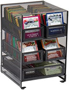 Mind Reader Tea Bag Organizer, Tea Station Organizer, Countertop Storage, Kitchen, Metal Mesh, 7"L x 6.75"W x 10"H, Black by MindReader