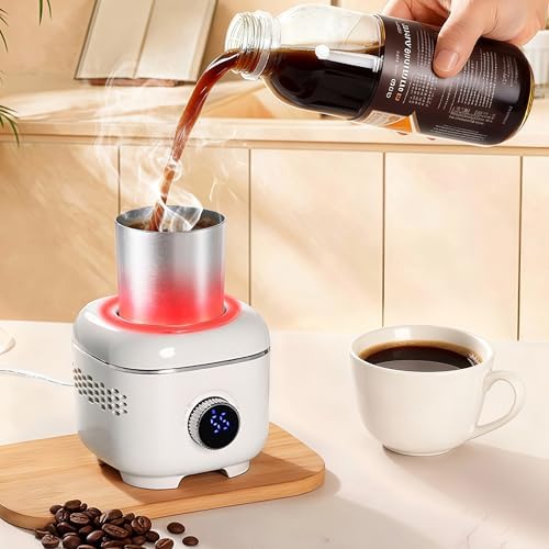 Coffee Warmer with Mood Light,Tea Warmer with Thermal Cover, 2-in-1 Coffee Mug Warmer for Desk(Cooling&Heating),Electric Coffee Mug Warmer for Coffee Tea Juice Yogurt -White by NewWinterWarmth