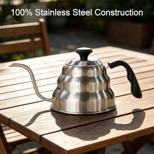 Gooseneck Kettle 1000ml for Pour Over Coffee Stovetop – Stainless Steel Coffee Pot with Precision Spout, 304 Food-Grade BPA-Free, Heat-Resistant Handle, for Gas Electric Ceramic Stove - Image 4