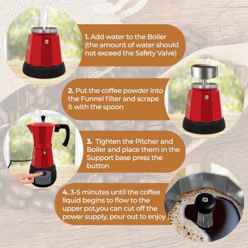 Electric Aluminum Moka Pot 3-6 Cup 150-270ml Espresso Maker - Image 4