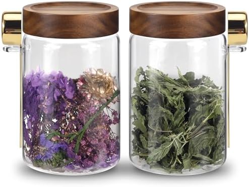 Glass Coffee Jars with Scoop Glass Jar Airtight Lid Seasoning Containers Glass Spice Jar Pantry Storage Containers for Kitchen Sugar Coffee Bean Nuts Cookies Herbs (900ml/30oz-2 pack -with spoon) - Image 5