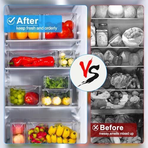 KUMD 10 Pack Food Storage Organizer Bins, Clear Pantry Containers with Lids - Image 4