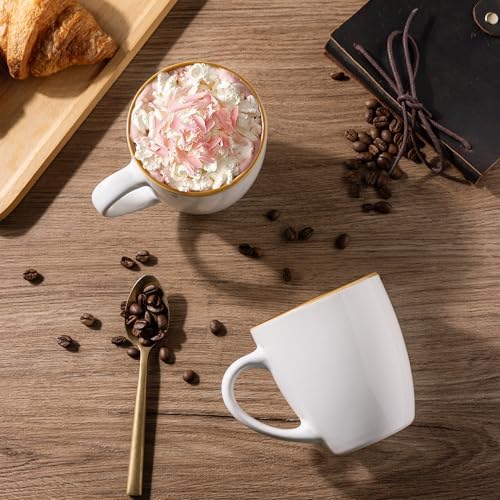 GBhome Ceramic Coffee Mugs Set of 6, 12oz Stoneware Coffee Mugs Set For Dad Mom Women MEN, Light Weight Ceramic Coffee Cups for Latte/Tea/Beer/Hot Cocoa, Dishwasher & Microwave Safe-Pearl White - Image 2