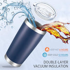 20 oz Tumblers Bulk Stainless Steel Tumbler with Lid Double Wall Vacuum Insulated Coffee Mug 20oz Powder Coated Cup for Hot and Cold Drinks, Navy, 6 pack - Image 2