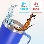 20 oz Tumbler with Handle and Lid Insulated Travel Coffee Mug DarkBlue 6P - Image 4