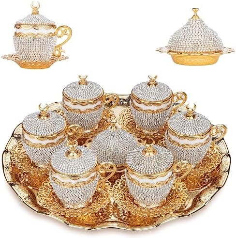Alisveristime Gelincik Crystal Turkish Coffee Set, 27 Pc (Gold) by Alisveristime