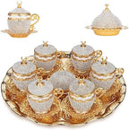 Alisveristime Gelincik Crystal Turkish Coffee Set, 27 Pc (Gold) by Alisveristime