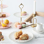 Sweejar 3 Tier Ceramic Cake Stand Wedding, Dessert Cupcake Stand for Tea Party Serving Platter (White) - Image 3