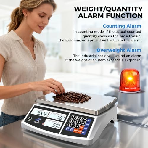 Industrial Price Counting Scale, 22lb/10kg x 0.1g Digital Bench Scale Inventory Scale for Small Parts Coin Scale, lb/g/kg/oz Units Electronic Gram Scale with LCD Backlit Display Large Platform - Image 6