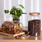 Large Glass Jar with Airtight Lid Set of 2 93 FL OZ(2750ml) glass canister set, Glass Food Containers Wooden Lid Suit for Kitchen Pantry for Flour, Tea, Coffee Beans, Sugar, Cookies(8.8 inch high) - Image 5