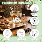 50 Sets Bridal Shower Tea Party Favor for Guests Leaf Tea Spoon Heart Tea Infuser for Loose Leaf Tea Steeper with Thank You Card Organza Bags for Wedding Decoration Gift Souvenirs (50, Silver) - Image 3