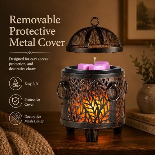 Dicimi Electric Wax Melt Warmer, 3-in-1 Flameless Candle Wax Warmer for Scented Wax Melts, Vintage Home Decor with Fireplace Glow, Safe Wax Burner for Jar Candles & Mug Warmer, Gift for Women - Image 3