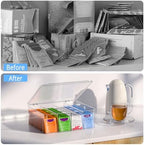 Tea Bag Organizer with Lid: Plastic Storage Bin - 16 Compartments with Removable Dividers, Stackable Pantry Storage Box for Drawers, Countertops, Fridge, Kitchen (2 Pack) - Image 4