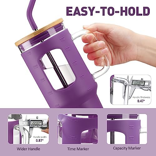 WINSA 40 oz Glass Tumbler with Straw and Lid & 50 oz Glass Water Bottles with Silicone Sleeve Bundle - Image 2