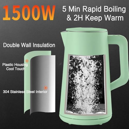 1.5L Electric Kettle Temperature Control, Green - Image 4