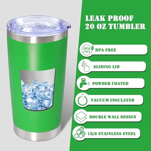 20 oz Tumbler Insulated Tumblers Stainless Steel Coffee Mug,Green 12PCS - Image 3