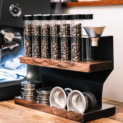 2-Tier Coffee Tool Storage Stand, Single Dose Coffee Bean Cellars, with 12 Pcs Tubes, Capacity of A Single Bottle 23-25g, with Hopper, Exhaust Valve, for Cafe, Kitchen ﻿ - Image 7