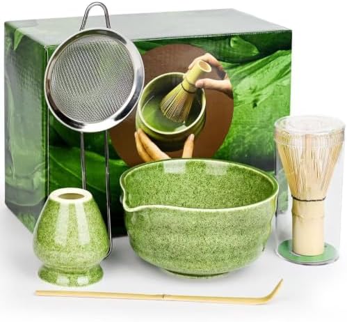 Matcha Set,Premium Complete Ceremonial Grade Set With Bamboo Whisk, Bowl Spout, Scoop, Sifter & Holder by Unknown