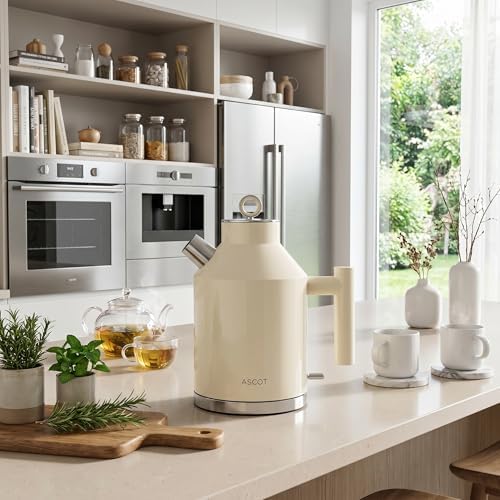 ASCOT Electric Kettle, 1.5L Stainless Steel Interior, 1500W, Cream - Image 7