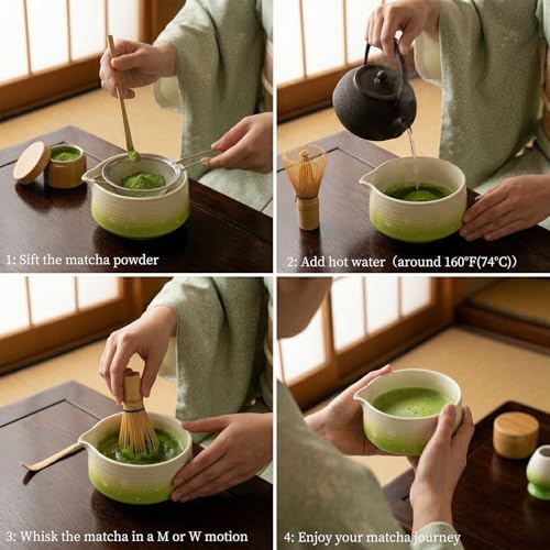6 Pcs Matcha Whisk Set, Includes Matcha Bowl, Whisk and Holder, Bamboo Scoop and Spoon, Stainless Steel Sifter – Premium Matcha Tea Set for Beginners & Tea Lovers, Daisy - Image 7