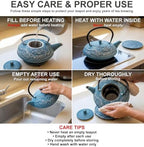 40 Oz Blue Dragon Cast Iron Teapot, Enamel Interior, Infuser & Trivet - Image 6