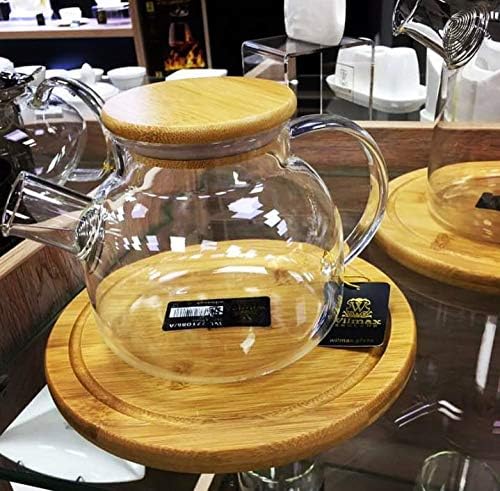 Wilmax Thermo Glass Tea Pot With Bamboo Lid And Removable stainless steel Spring Infuser (32 Fl Oz)|Open Stove Safe - Image 4