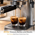 Espresso Machine 20 Bar, 1350W Expresso Coffee Machines with Milk Frother,Stainless Steel Espresso Maker with 39oz Removable Water Tank for Cappuccino,Latte(Silver) - Image 3