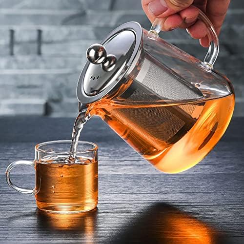 1300ml Large Capacity Glass Teapot, Thickened Clear Tea Kettle with Removable Stainless Steel Infuser for Loose Leaf Blooming Tea - Image 3