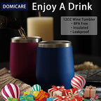 DOMICARE Stainless Steel Wine Tumbler Bulk with Lid, Personalized Insulated Tumblers Set, 12oz Travel Coffee Cups Pack of 16, Dark Blue - Image 5