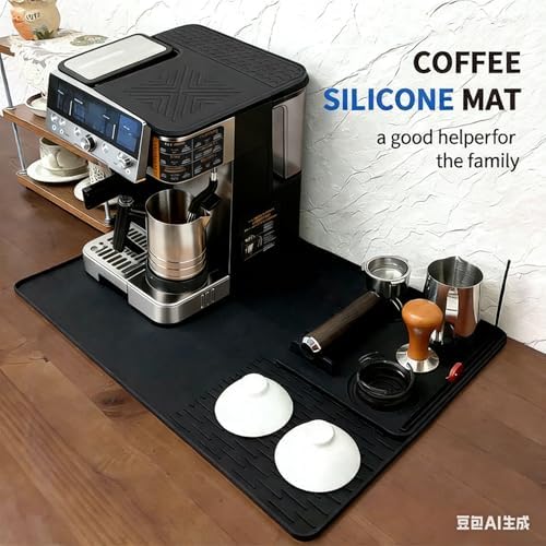 Silicone Coffee Maker Mat for Ninja Luxe ES601, 3-in-1 Top Mat/Large Coffee Bar Mat/Espresso Tamping Mat for Ninja Luxe Cafe Espresso Machine, Food-Grade Silicone,Non-Slip,Heat-Resistant - Image 2