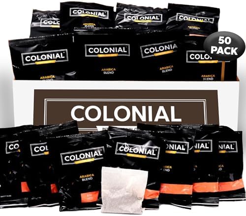 Colonial Coffee Decaf Dark Roast Hotel Filter Packs, 0.5oz, 50 Ct by COLONIALCOFFEEROASTERS