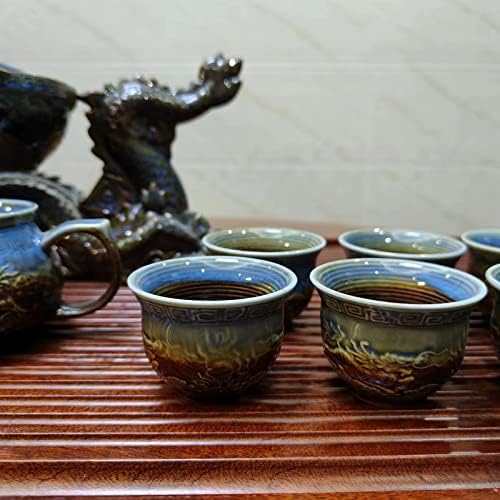 Chinese Gongfu Tea Set Gift Box, Chinese Dragon Shape, Pure Hand Firing, with 360Rotating Teapot and Infuser, Suitable for Office, Home, Gift (Dragon Feast) - Image 6