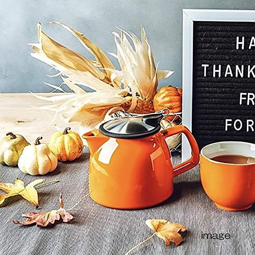 FORLIFE Bell Ceramic Teapot with Basket Infuser, 16-Ounce/470ml, Carrot - Image 2