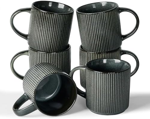 famiware Coffee Mug Set of 6, Star 12 oz Ceramic Mugs Cups Set with Handle by Famiware