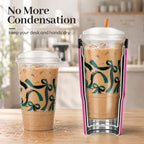 28 oz Iced Coffee Tumbler with Leak-Proof Lid – Stainless Steel Vacuum Insulated Travel Mug & Sleeve, Keeps Drinks Hot or Cold (Pink) - Image 4